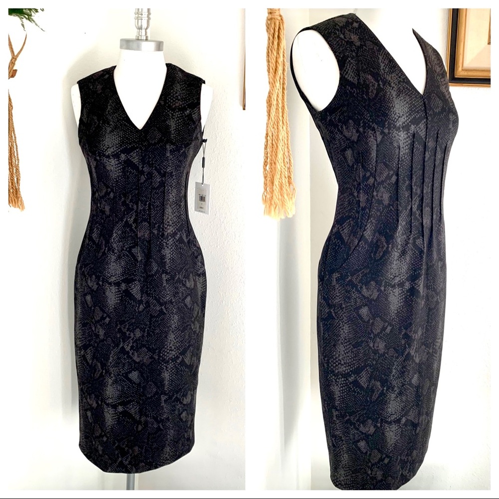 Calvin Klein Black Snake-Print Sheath Dress